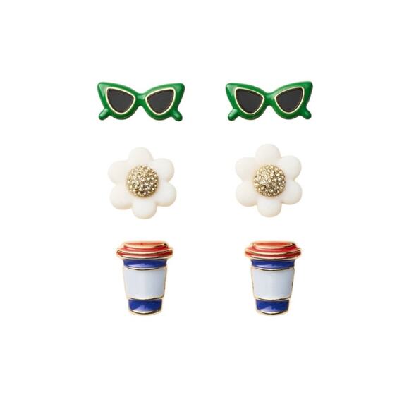 Kate Spade New York x Target Green Blue White Mixed Novelty Stud Earrings 3pk - Picture 1 of 5